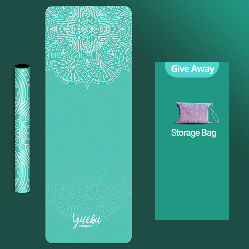 Olivenorma Deerskin Velvet Yoga 1.5mm Thin Yoga Mat - Green Mandala Flower - image 19