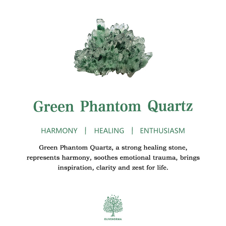 Olivenorma Green Phantom Quartz Solid Wood Base Crystal Cluster Decoration - image 9