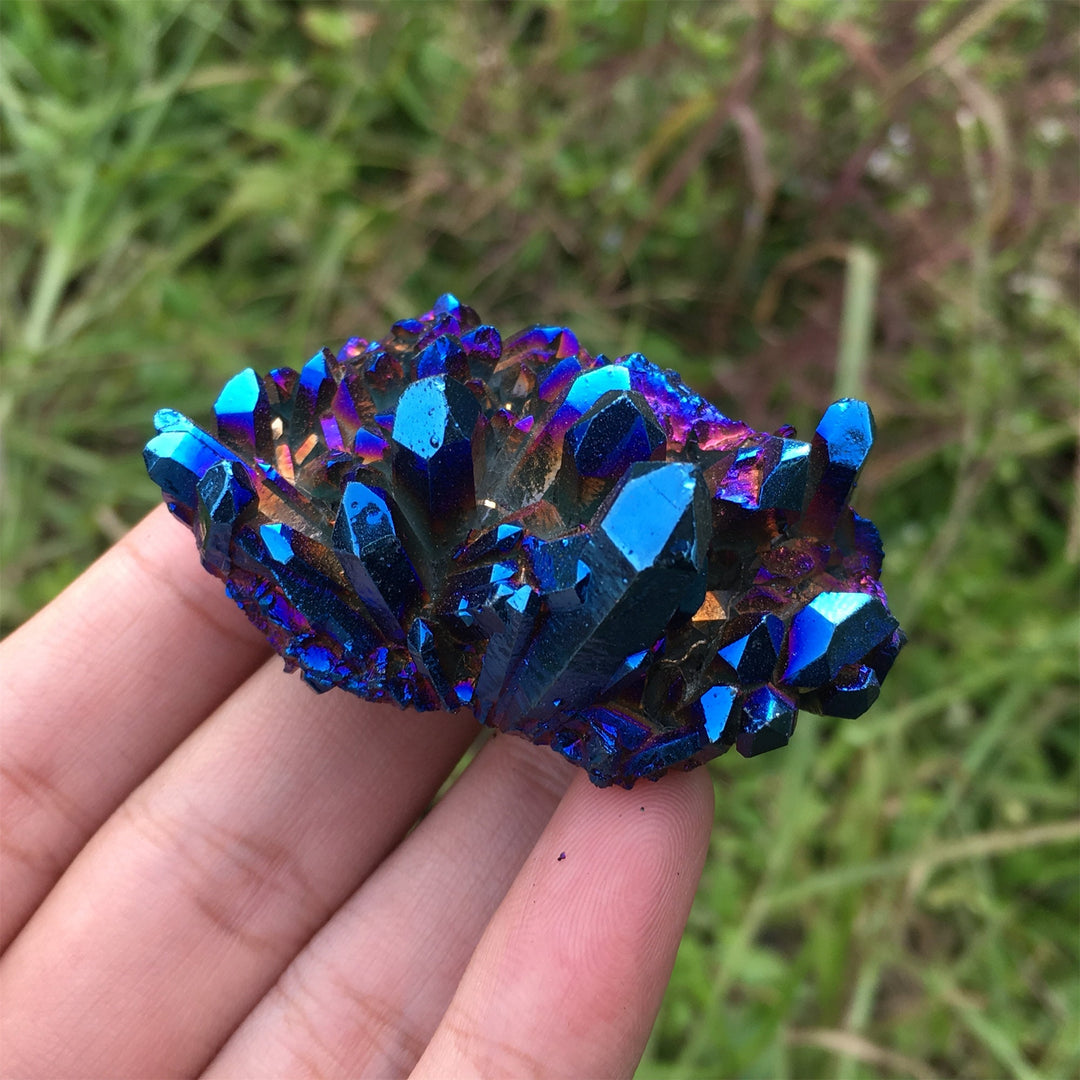 Olivenorma Natural Titanium Aura Quartz Crystal Cluster Gemstone Decoration - Titanium Aura Quartz Crystal Cluster - image 0