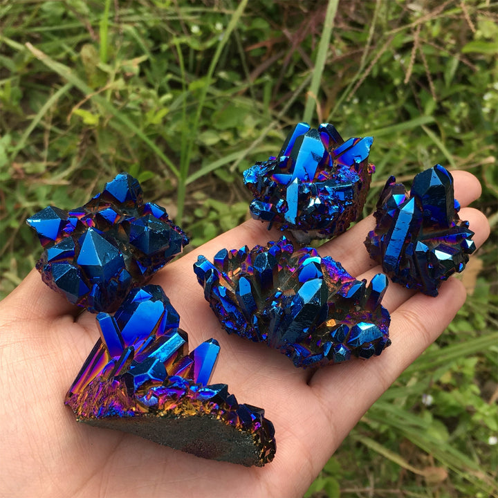 Olivenorma Natural Titanium Aura Quartz Crystal Cluster Gemstone Decoration - image 2