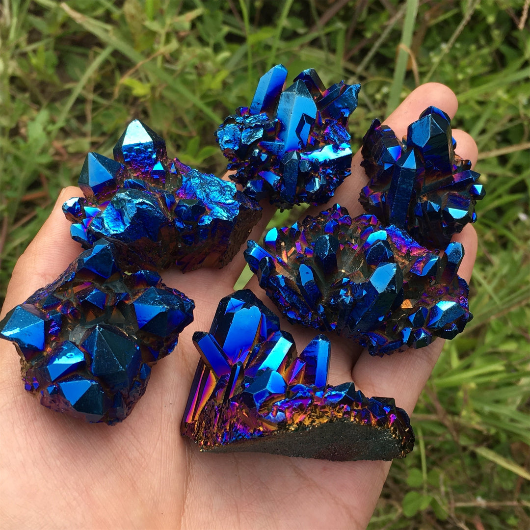 Olivenorma Natural Titanium Aura Quartz Crystal Cluster Gemstone Decoration - image 8