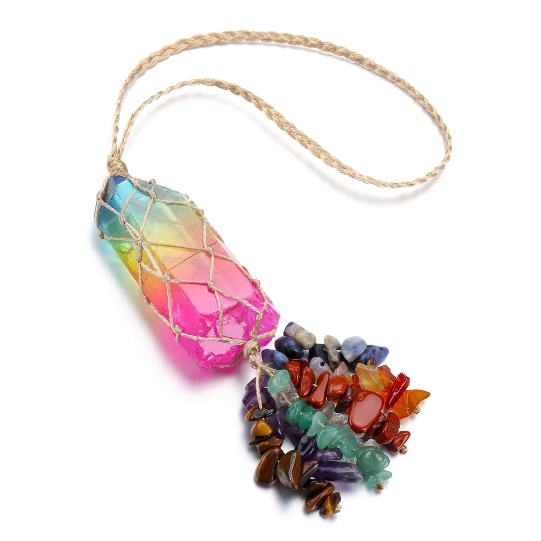 Olivenorma 7 Chakra Healing Crystals Hanging Ornament - Electroplated Color Clear Quartz - image 7