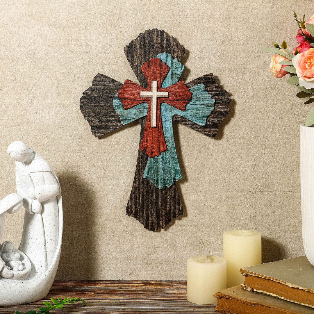 Olivenorma Farmhouse Wooden Hanging Cross Wall Decor - Cross - image 0