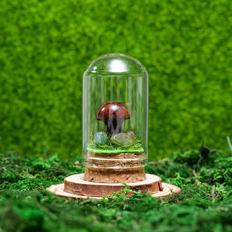 Olivenorma Natural Crystal Ore Specimen Ornaments Decoration - Small Mushroom & Red Obsidian - image 48