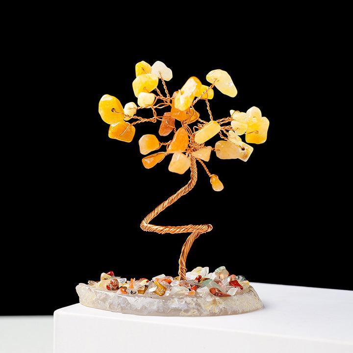Olivenorma 1pc Money Tree Copper Wire Wrapped Feng Shui Tree - Yellow Jade - image 1