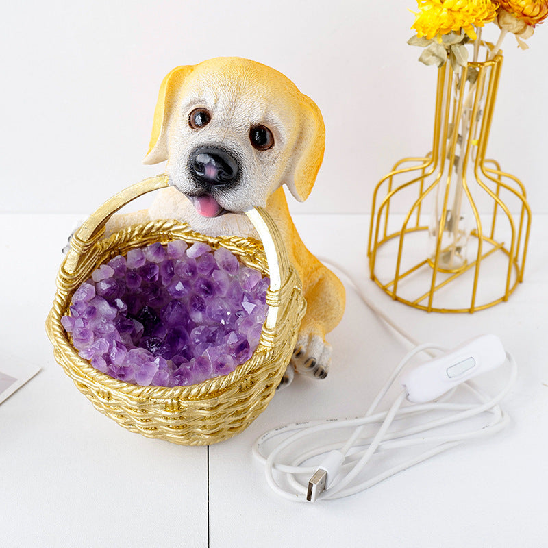 Olivenorma Natural Crystal Gravel Dog Shaped Night Crystal Lamp - image 1