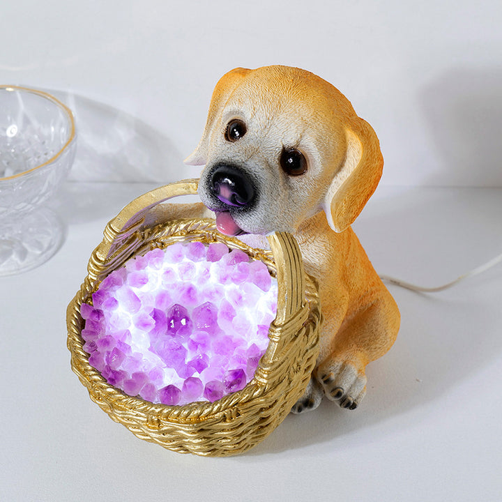 Olivenorma Natural Crystal Gravel Dog Shaped Night Crystal Lamp - Amethyst - image 0