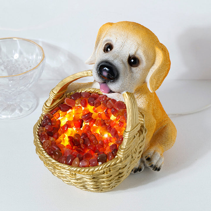 Olivenorma Natural Crystal Gravel Dog Shaped Night Crystal Lamp - Red Agate - image 9