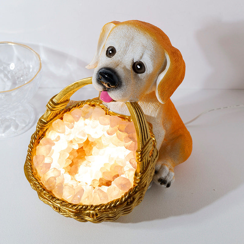 Olivenorma Natural Crystal Gravel Dog Shaped Night Crystal Lamp - Rose Quartz - image 7