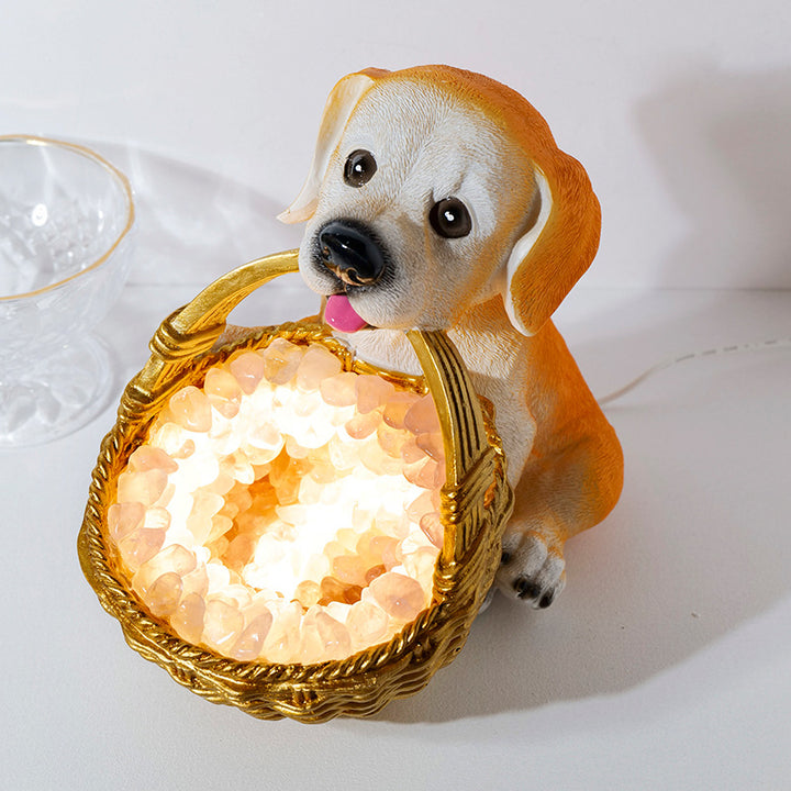 Olivenorma Natural Crystal Gravel Dog Shaped Night Crystal Lamp - Rose Quartz - image 7