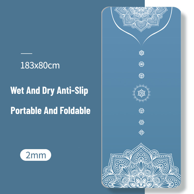 Olivenorma Foldable And Portable Non-slip Om Lotus Yoga Mat - Blue Om & Chakra - image 7