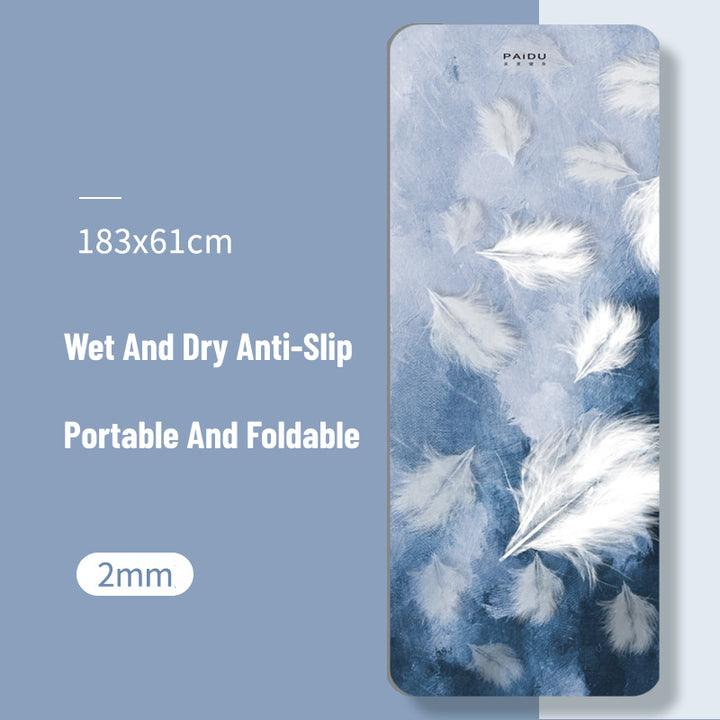 Olivenorma Foldable And Portable Non-slip Om Lotus Yoga Mat - Feather - image 9