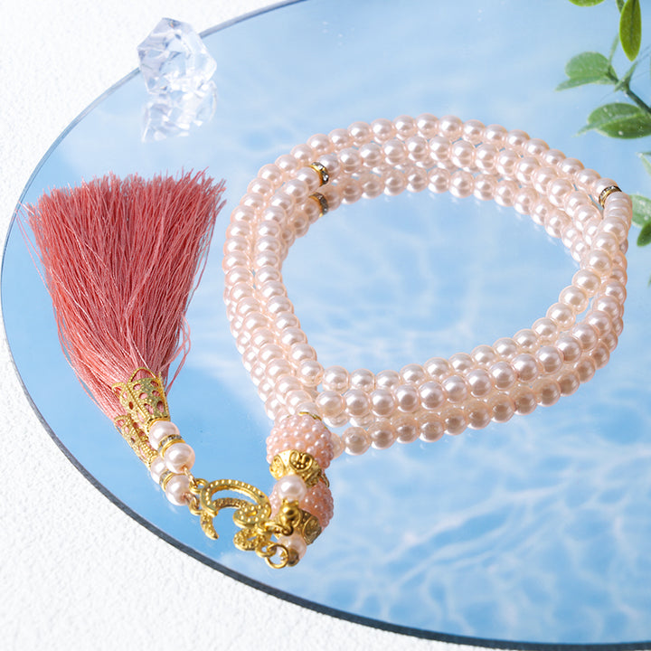 Olivenorma 6mm 99 Acrylic Beads Tasbih Rosary Bracelet - Apricot - image 0