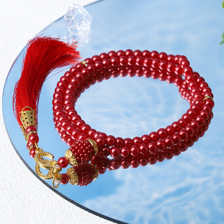 Olivenorma 6mm 99 Acrylic Beads Tasbih Rosary Bracelet - Red - image 9