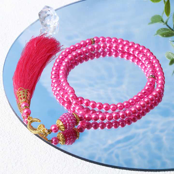 Olivenorma 6mm 99 Acrylic Beads Tasbih Rosary Bracelet - Rose Red - image 12