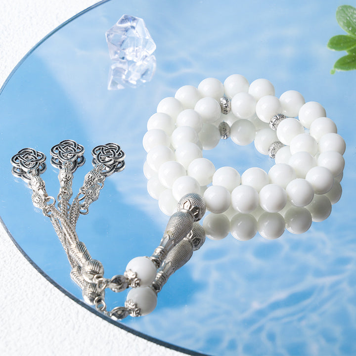 Olivenorma 10mm 33 Porcelain Glass Rosary Bracelet - White - image 3