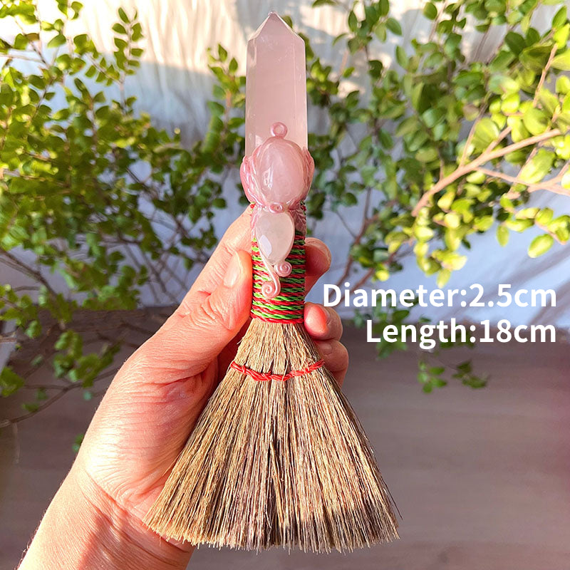 Olivenorma Natural Rose Quartz Magic Wand Ornaments Crystal Wands - Rose Quartz Pillar & Broom - image 5