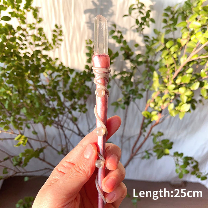 Olivenorma Natural Rose Quartz Magic Wand Ornaments Crystal Wands - Small Clear Quartz Pillar - image 6