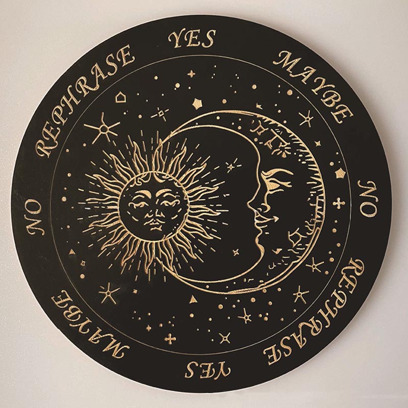 Olivenorma Round Wooden Carved Seven Star Array Energy Plate Decoration - Sun Moon Compass #2 - image 19