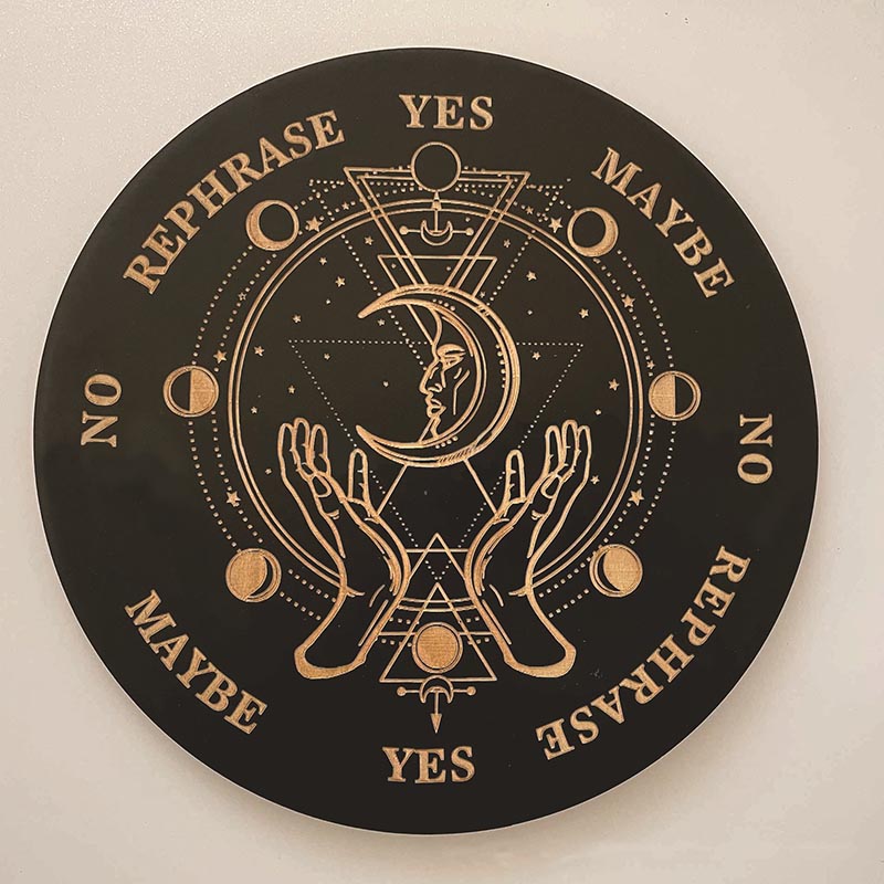 Olivenorma Round Wooden Carved Seven Star Array Energy Plate Decoration - Moon Hands Compass - image 14