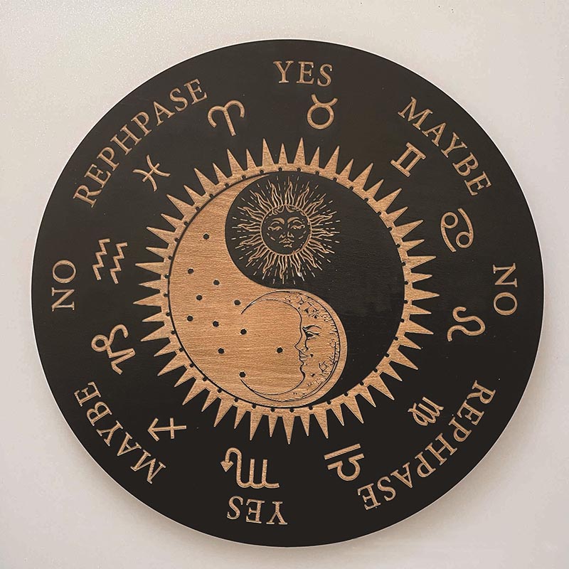Olivenorma Round Wooden Carved Seven Star Array Energy Plate Decoration - Sun Moon Compass - image 16