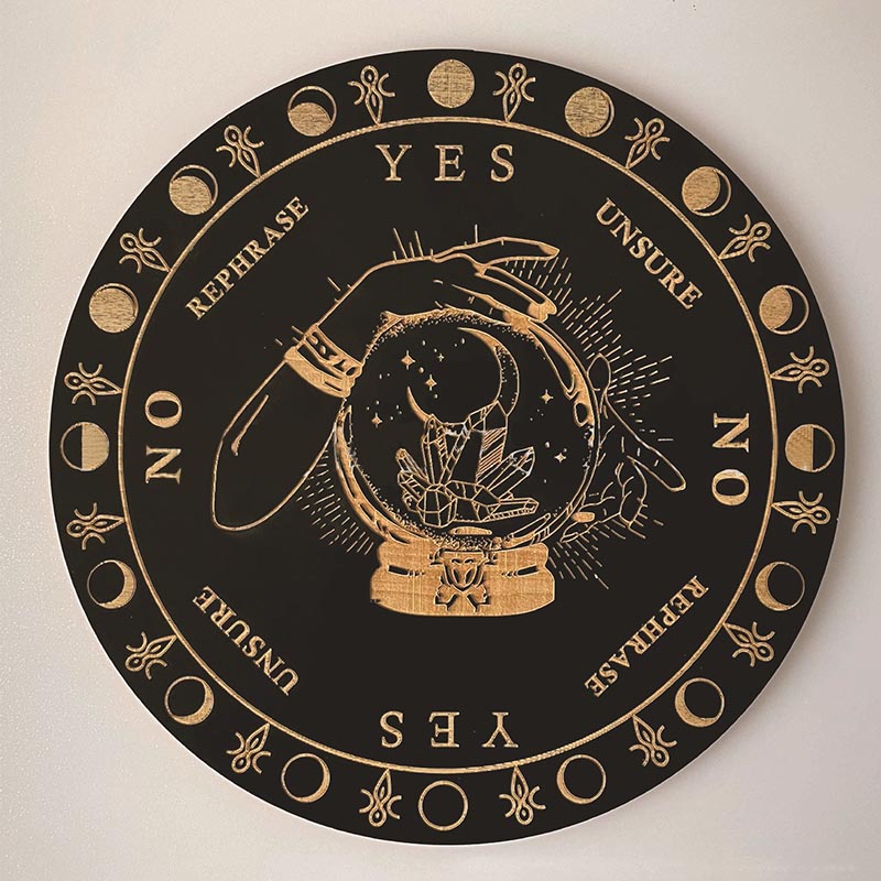 Olivenorma Round Wooden Carved Seven Star Array Energy Plate Decoration - Crystal Ball Compass - image 18