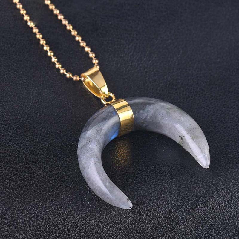Olivenorma Gemstone Crescent Moon Necklace - Moonstone - image 29