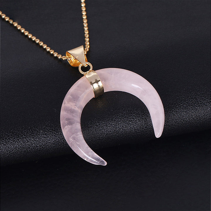 Olivenorma Gemstone Crescent Moon Necklace - Rose Quartz - image 31