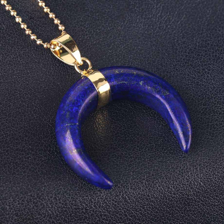 Olivenorma Gemstone Crescent Moon Necklace - Lapis Lazuli - image 34