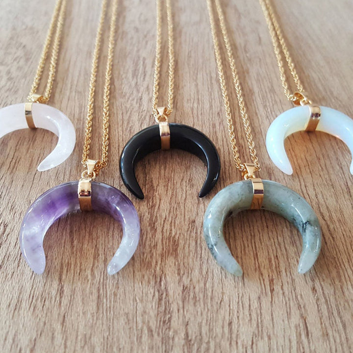 Olivenorma Gemstone Crescent Moon Necklace - image 39