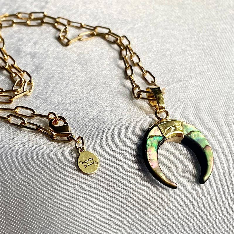 Olivenorma Gemstone Crescent Moon Necklace - image 12