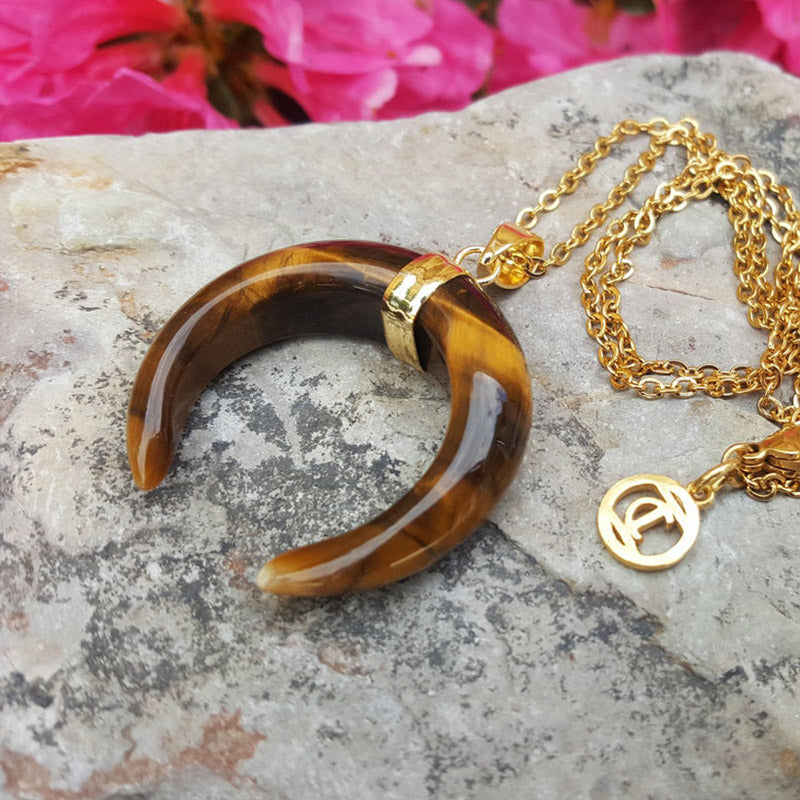 Olivenorma Gemstone Crescent Moon Necklace - image 21