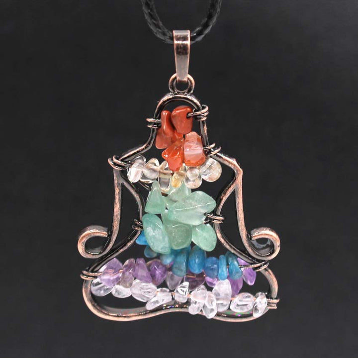 Olivenorma Chakra Crystal Pendant Yoga Meditation Wire Wrapped Neckalce - Chakra-Golden - image 9