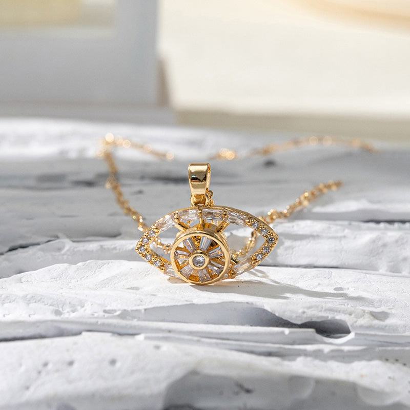 Olivenorma "Devil's Eye" - Spinner Protection Necklace - Evil Eye#White Zircon - image 2