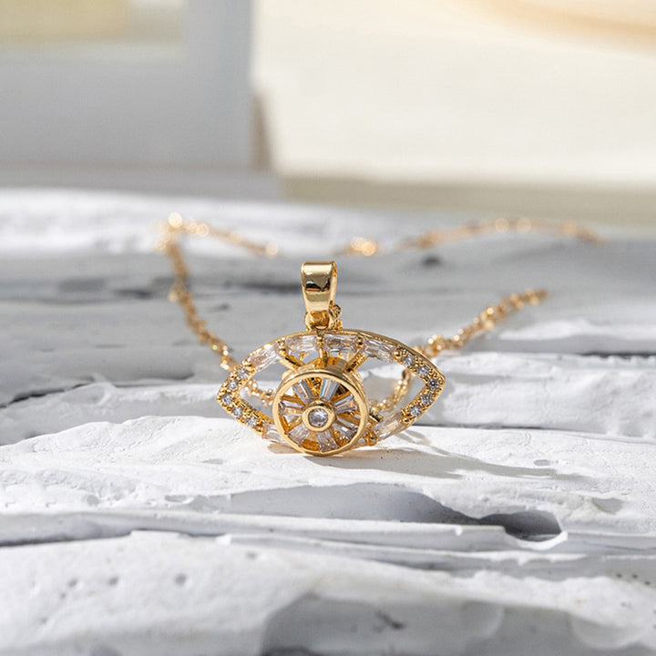 Olivenorma "Devil's Eye" - Spinner Protection Necklace - Evil Eye#White Zircon - image 2