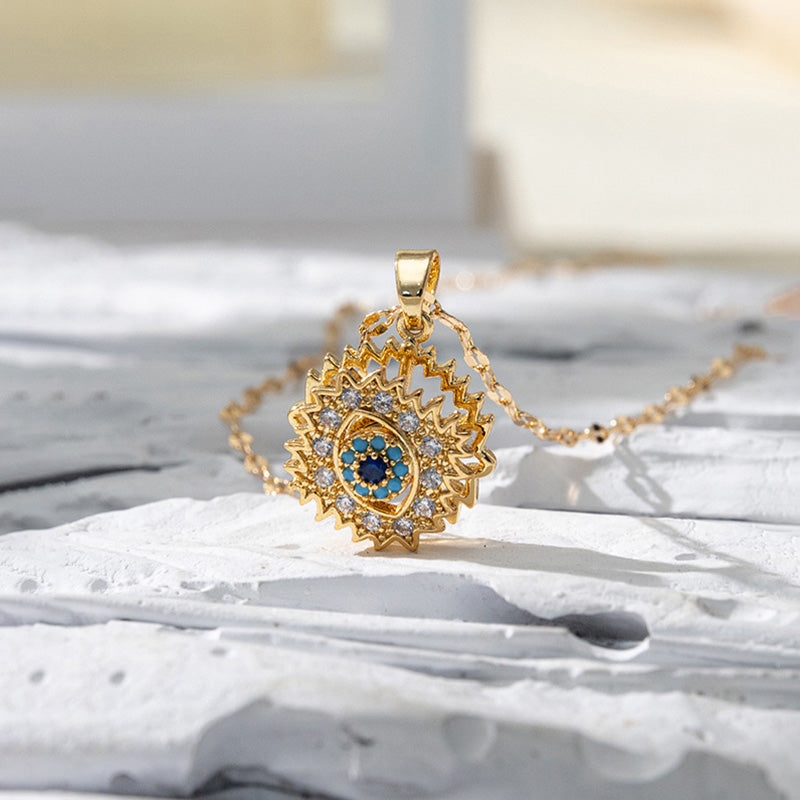 Olivenorma "Devil's Eye" - Spinner Protection Necklace - Evil Eye#White Zircon&Sapphire - image 4