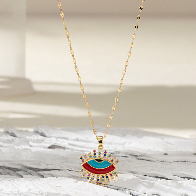 Olivenorma Fatima Cross Zircon Amulet Necklace - Colors Evil Eye#Red - image 5