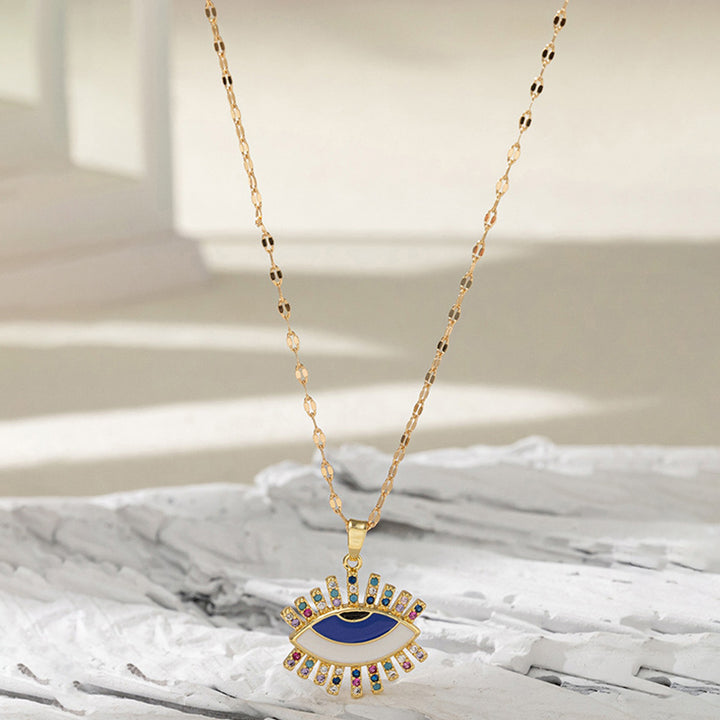 Olivenorma Fatima Cross Zircon Amulet Necklace - Colors Evil Eye#Blue - image 7