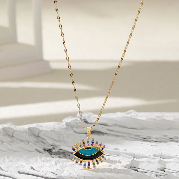 Olivenorma Fatima Cross Zircon Amulet Necklace - Colors Evil Eye#Black - image 6