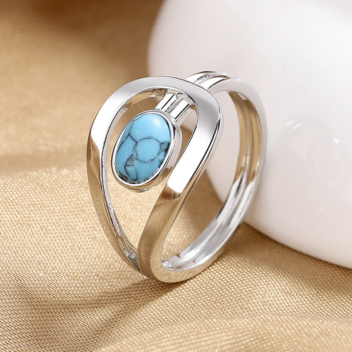 Olivenorma Stainless Steel Vintage Blue Turquoise Ring - 10 - image 0