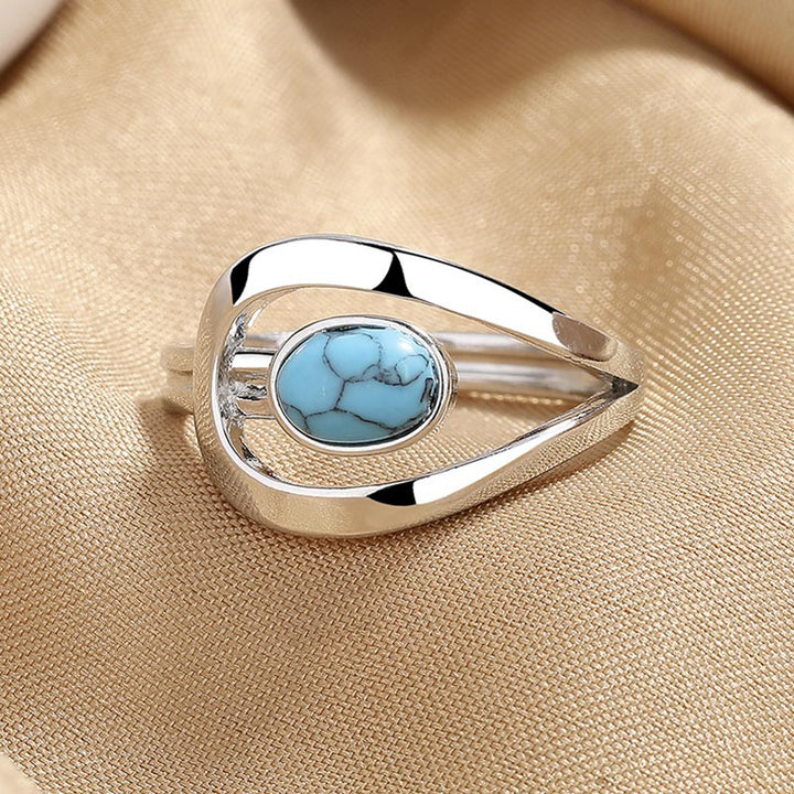 Olivenorma Stainless Steel Vintage Blue Turquoise Ring - image 3