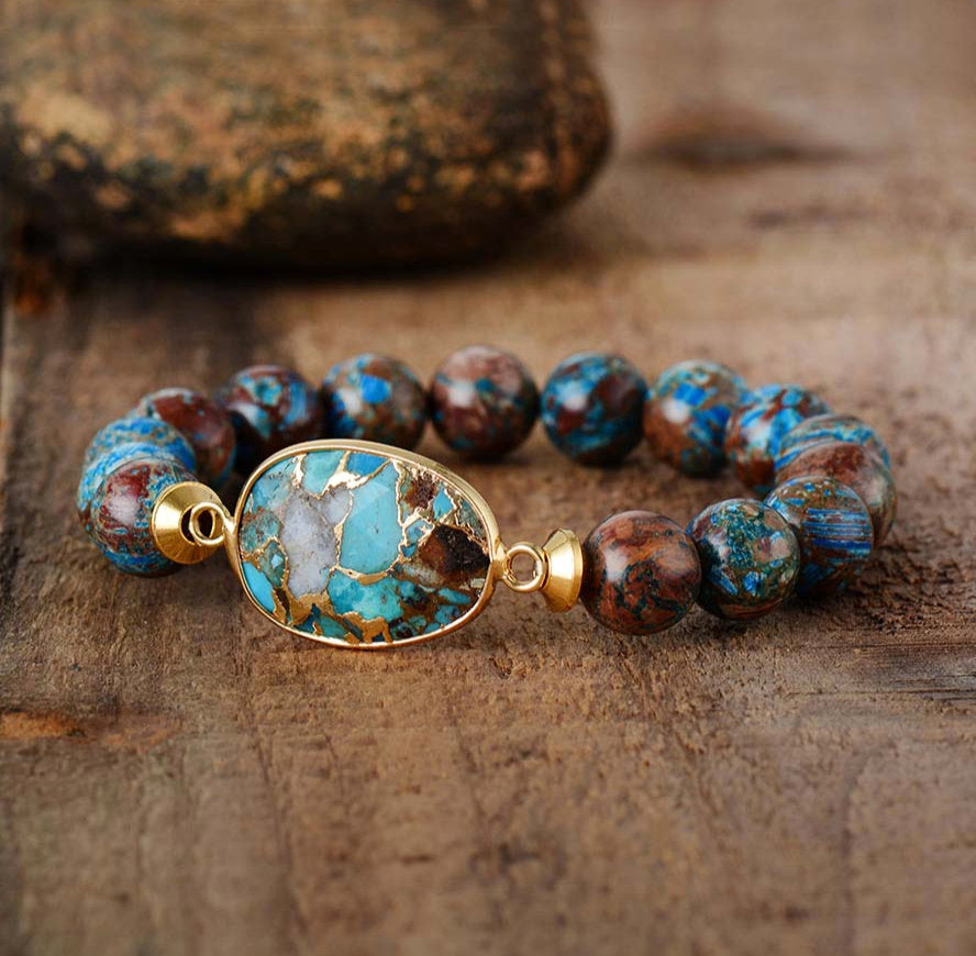 Olivenorma Natural Oyster Turquoise Healing Gemstone Bracelet - image 2