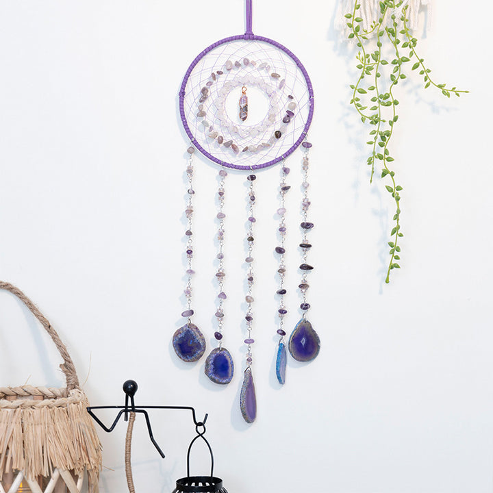Olivenorma Amethyst Purple Agate Piece Dream Catcher Wind Chime - Amethyst&Purple Agate - image 0