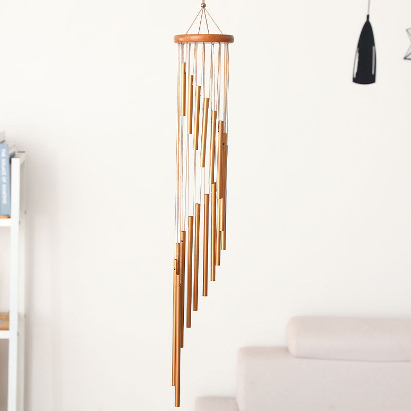 Olivenorma 18 Tubes Metal Wind Bell Decor Wind Chime - Golden - image 1