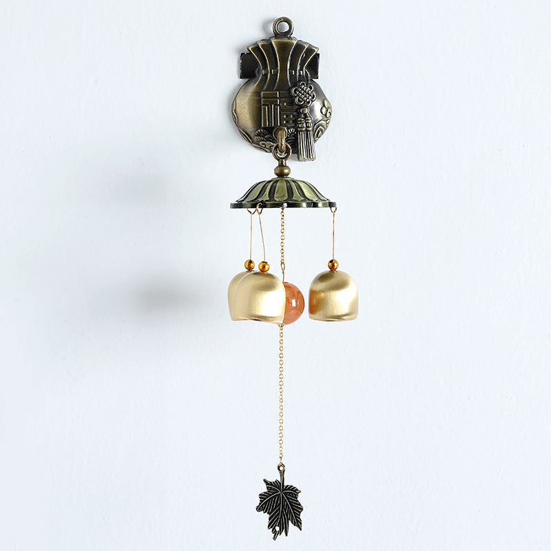 Olivenorma Retro Metal Wall Mounted Magnet Doorbell Wind Chime - Lucky Bag & Leaves - image 5