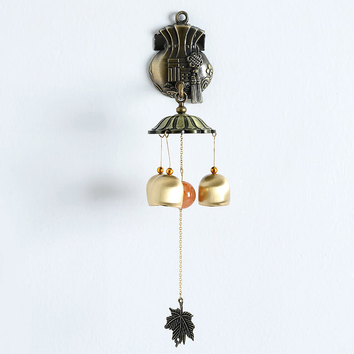 Olivenorma Retro Metal Wall Mounted Magnet Doorbell Wind Chime - Lucky Bag & Leaves - image 5
