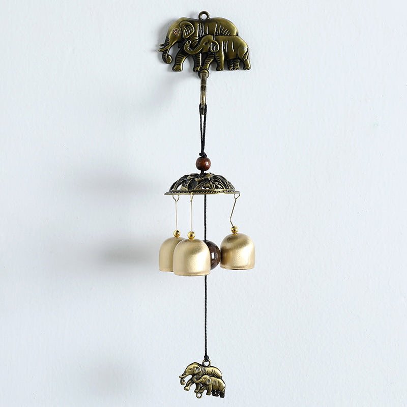 Olivenorma Retro Metal Wall Mounted Magnet Doorbell Wind Chime - Double Elephant - image 3