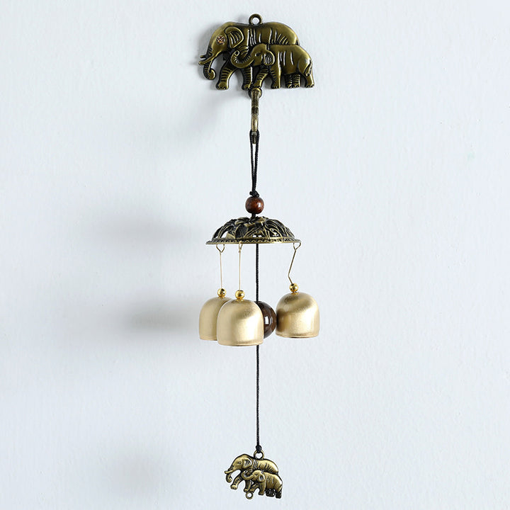 Olivenorma Retro Metal Wall Mounted Magnet Doorbell Wind Chime - Double Elephant - image 3