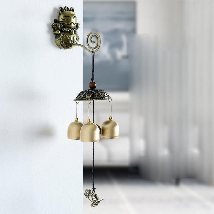 Olivenorma Retro Metal Wall Mounted Magnet Doorbell Wind Chime - Lucky cat - image 0