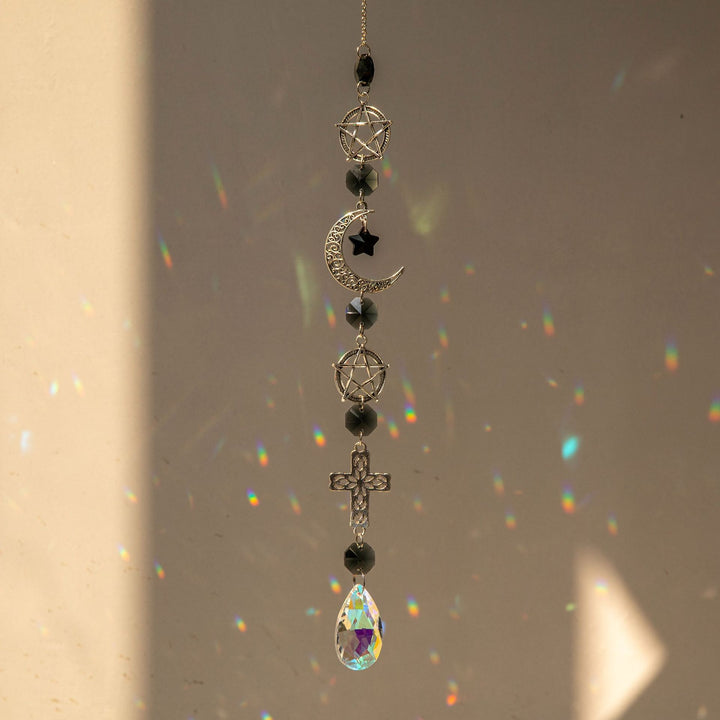 Olivenorma Suncatcher Silver Color Planet Galaxy Wind Chime - Stars Moon & Cross（47cm,32g） - image 2